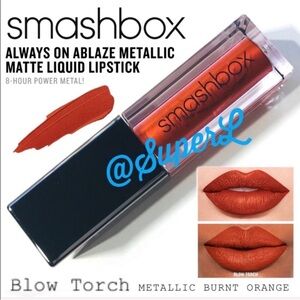 2/$15 NEW Smashbox Always On Ablaze Metallic Matte Lipstick Blow Torch